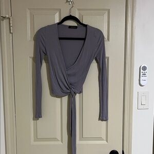 Abbeline Lilac Purple Wrap Blouse CE028